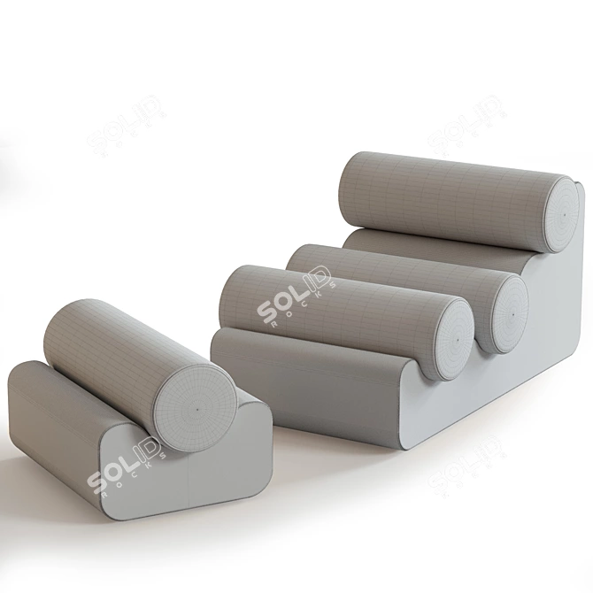 Lux Velvet Lounge Chair Ottoman 3D model image 5