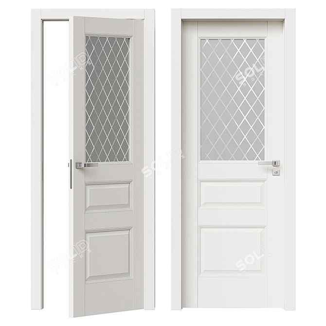 ProfilDoors Interior Door with Glass Diamond Insert 3D model image 1