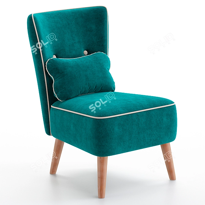 Stylish Steos Velvet Ocean Chair 3D model image 1