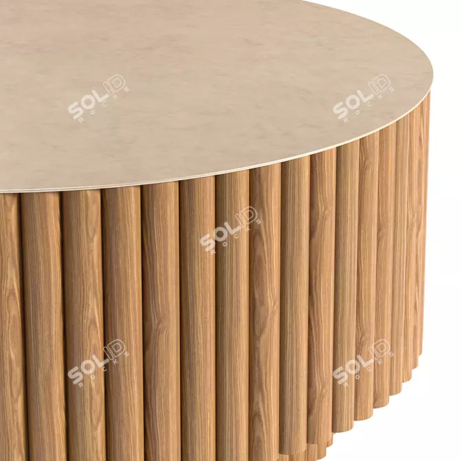 Rustic Barrel Coffee Table Set 3D model image 4