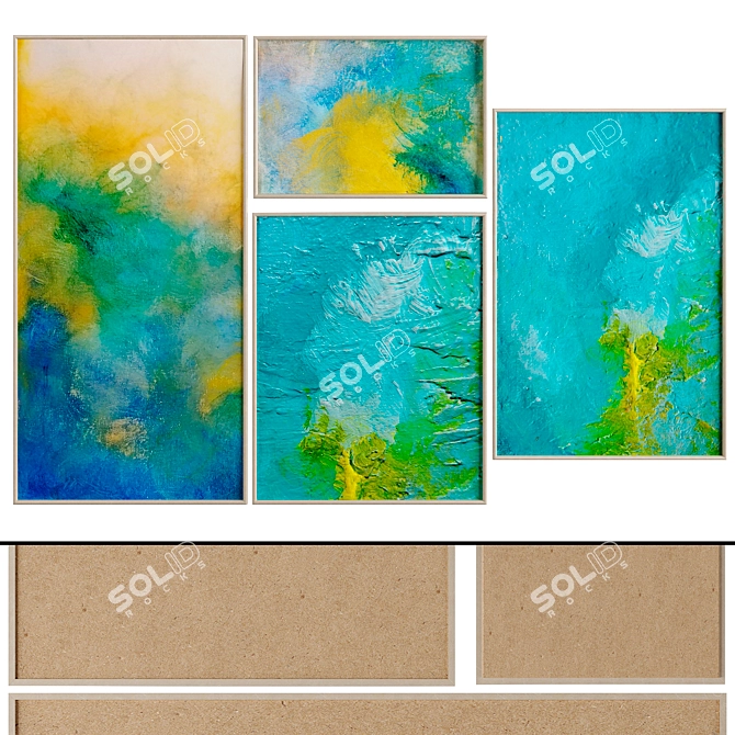 Colorful Abstract Canvas Artworks 3D model image 1