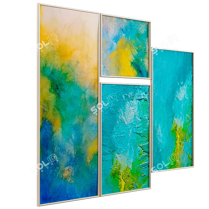 Colorful Abstract Canvas Artworks 3D model image 3