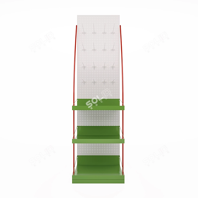 Floor Stand with Hooks, 25-Pocket Display 3D model image 2