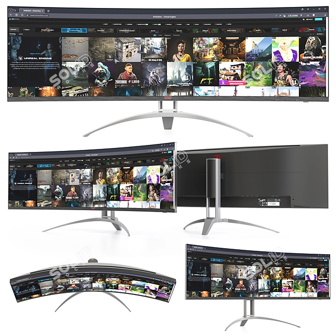 AOC AGON AG493UCX Ultra-Wide Monitor 3D model image 1