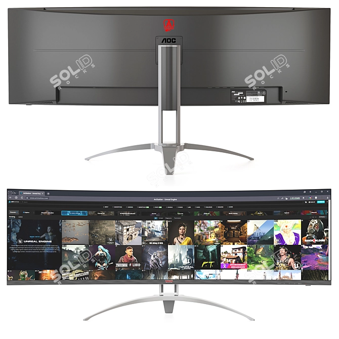 AOC AGON AG493UCX Ultra-Wide Monitor 3D model image 2