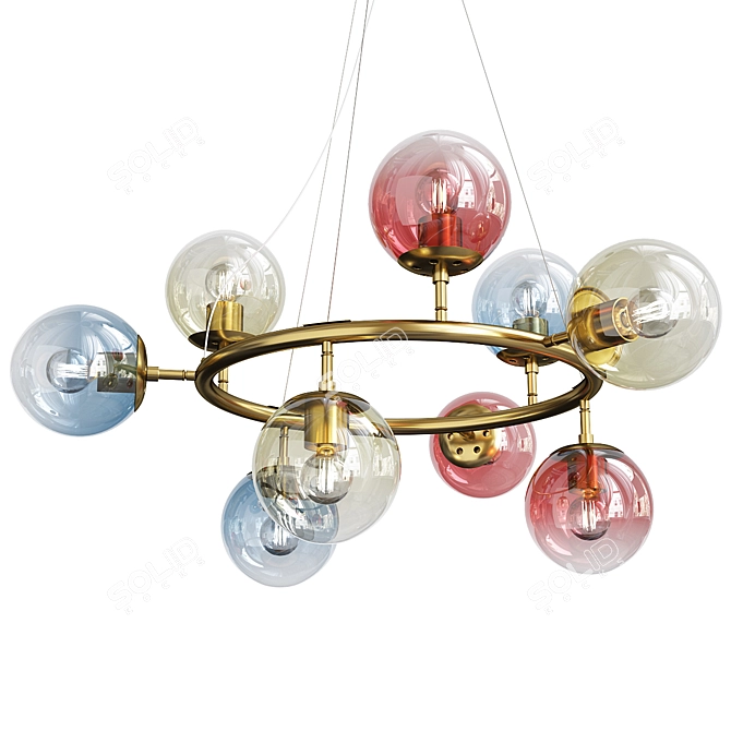Colorful Sphere Glass Chandelier 3D model image 1