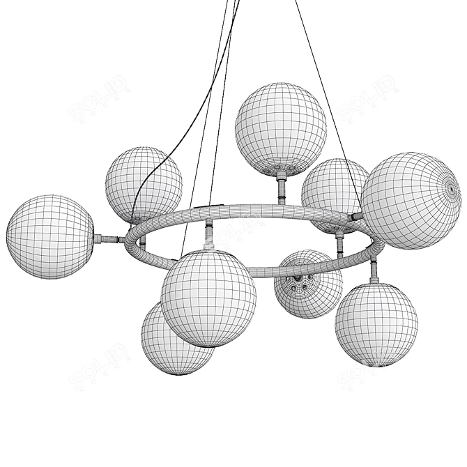 Colorful Sphere Glass Chandelier 3D model image 2