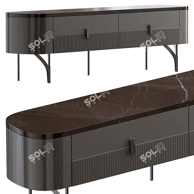 Serra Console: Metal & Marble 3D model image 3