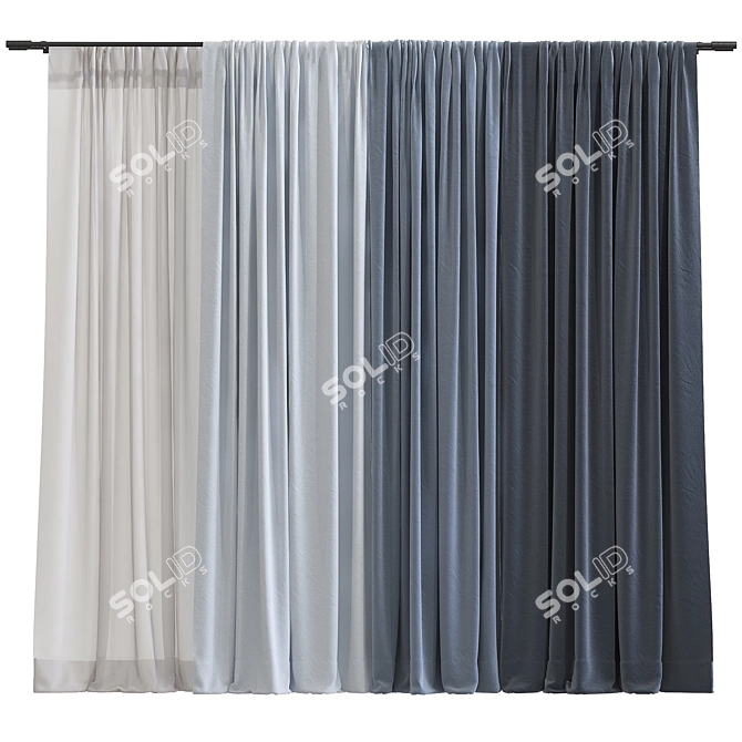 Sophisticated Curtain Design 3D model image 1