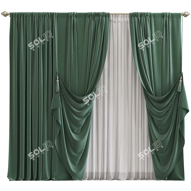 Folded Fabric Curtain Redesign 3D model image 1