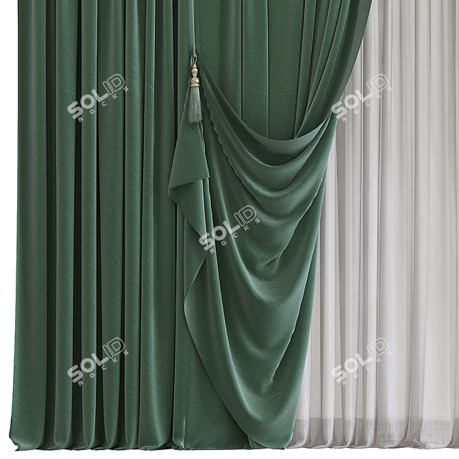 Folded Fabric Curtain Redesign 3D model image 2