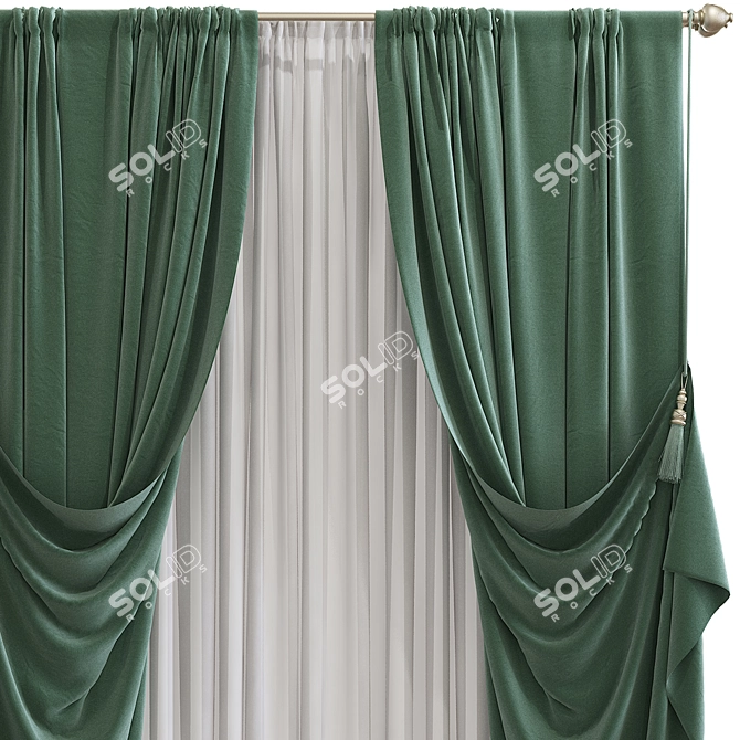 Folded Fabric Curtain Redesign 3D model image 3