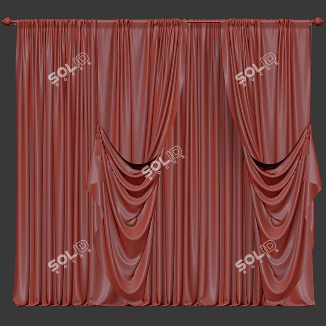 Folded Fabric Curtain Redesign 3D model image 4