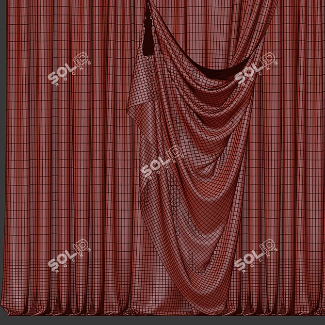 Folded Fabric Curtain Redesign 3D model image 5