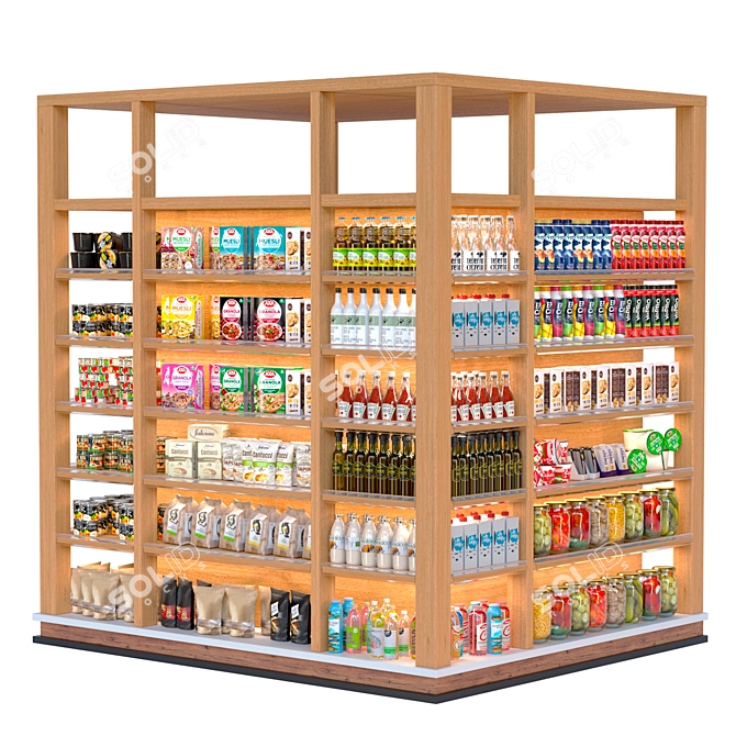 Eco-Style Supermarket Display Kit 3D model image 1