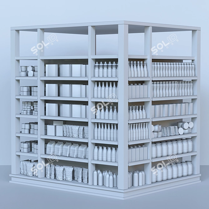 Eco-Style Supermarket Display Kit 3D model image 2