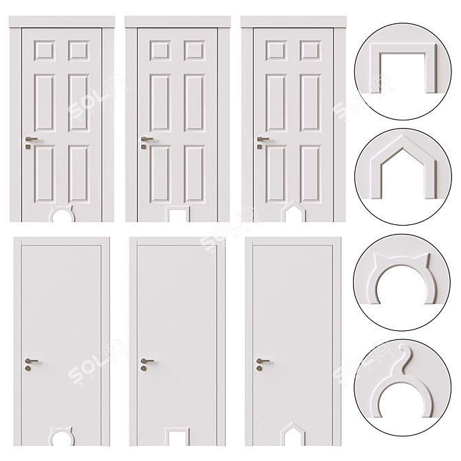 Cat Doors Selection Kit, Modern & Classic 3D model image 1