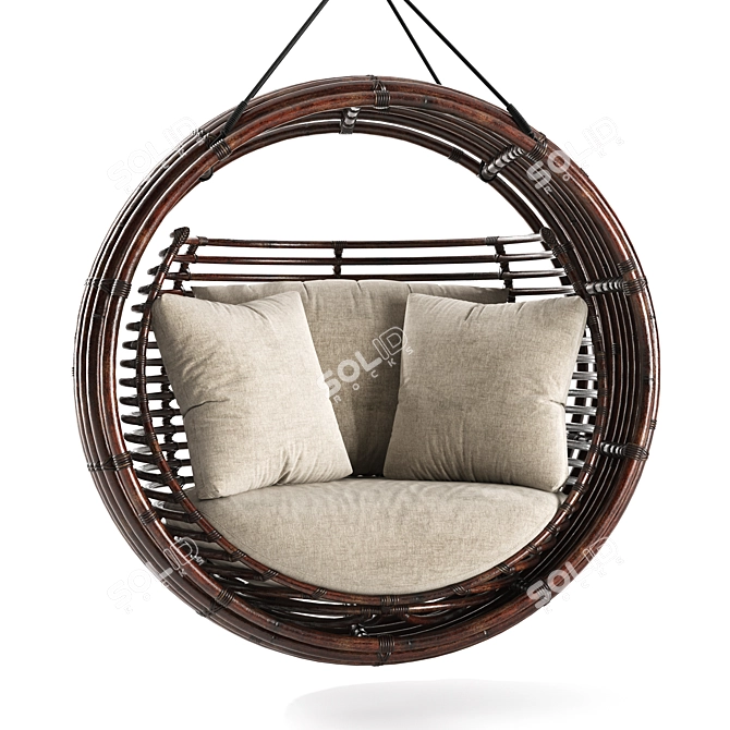 Handcrafted Apui Swing with Pillows 3D model image 2