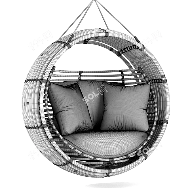 Handcrafted Apui Swing with Pillows 3D model image 7