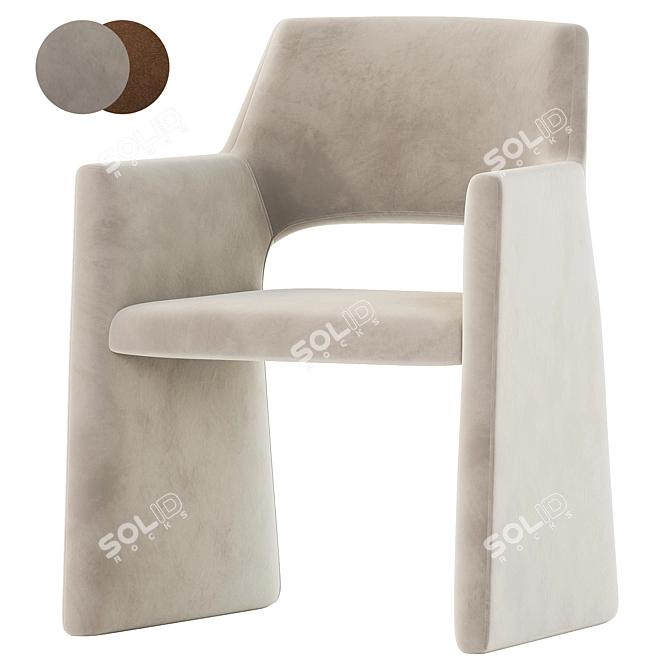 Elegant Grey Faux Mohair Armchair 3D model image 3