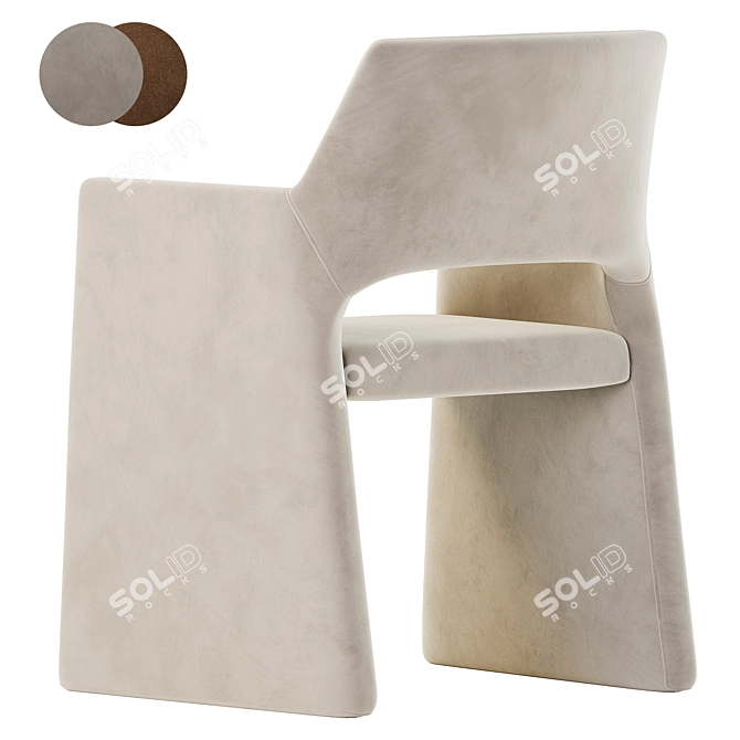 Elegant Grey Faux Mohair Armchair 3D model image 4