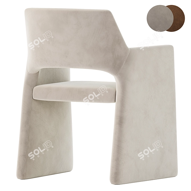 Elegant Grey Faux Mohair Armchair 3D model image 5
