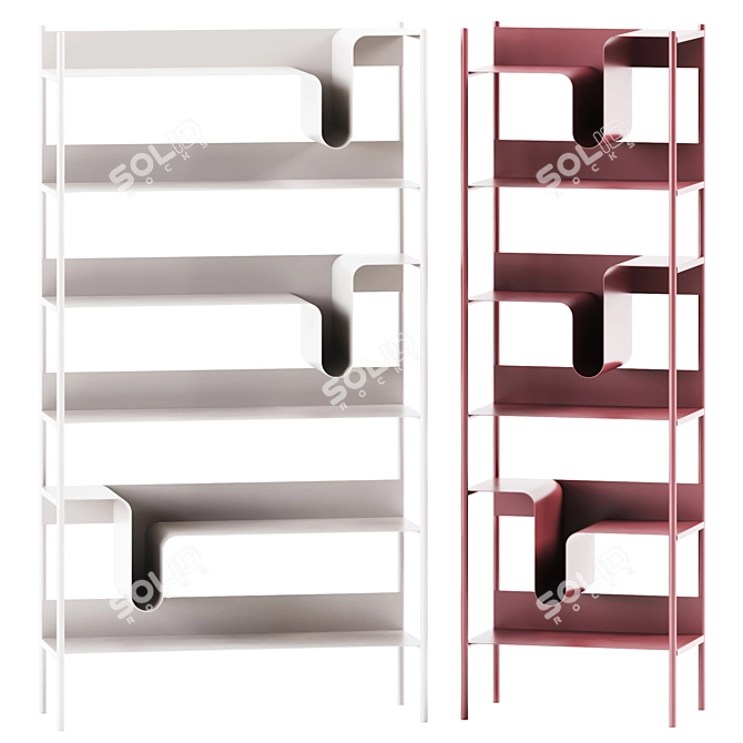 Modern Wave Bookshelf Collection 3D model image 2