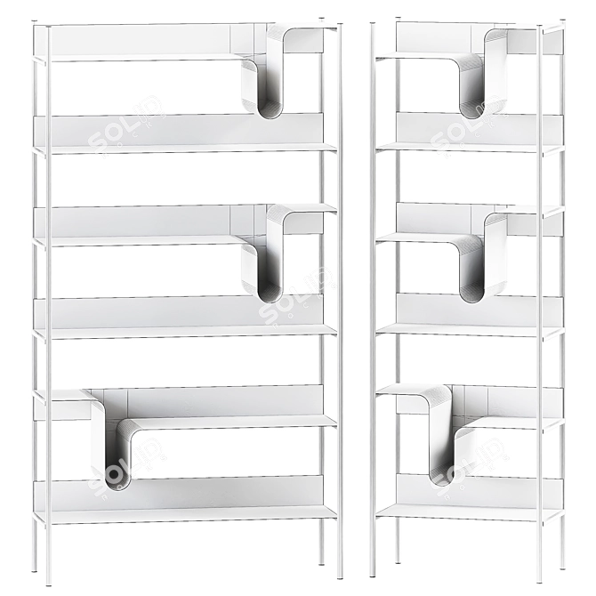 Modern Wave Bookshelf Collection 3D model image 3