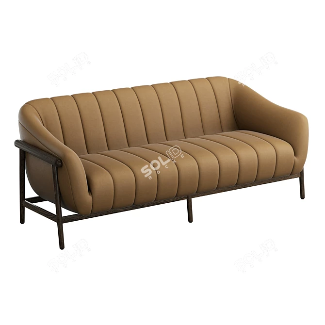 Modern Tufted Leather Sofa 3D model image 1