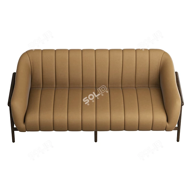 Modern Tufted Leather Sofa 3D model image 3