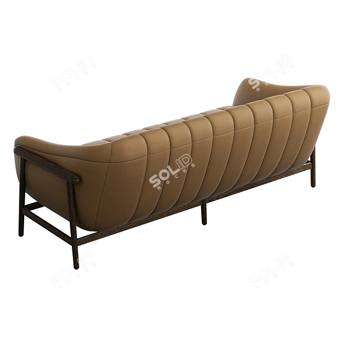 Modern Tufted Leather Sofa 3D model image 4