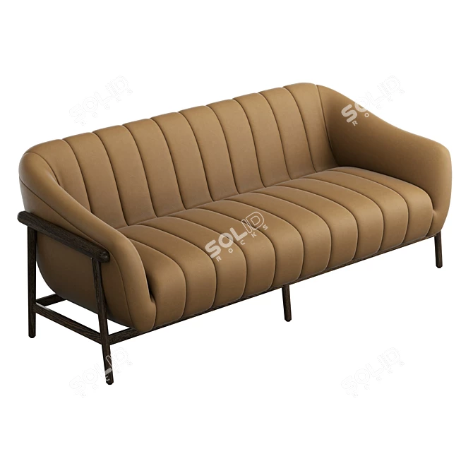 Modern Tufted Leather Sofa 3D model image 5