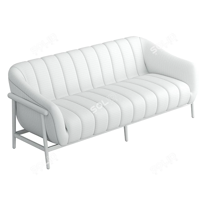Modern Tufted Leather Sofa 3D model image 6