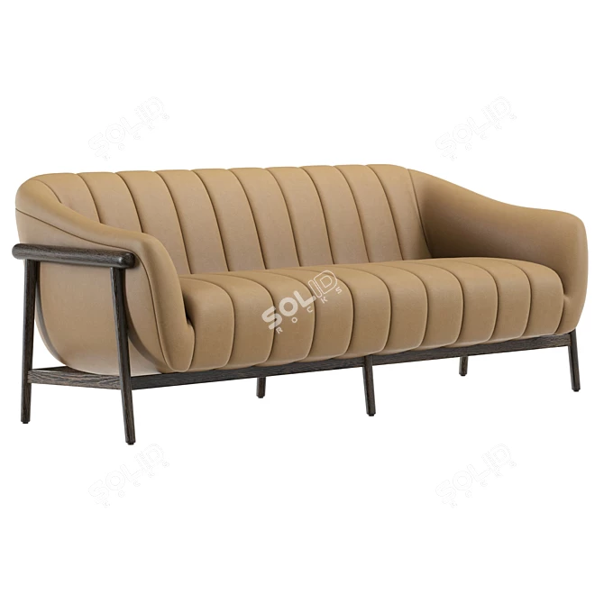 Modern Tufted Leather Sofa 3D model image 7