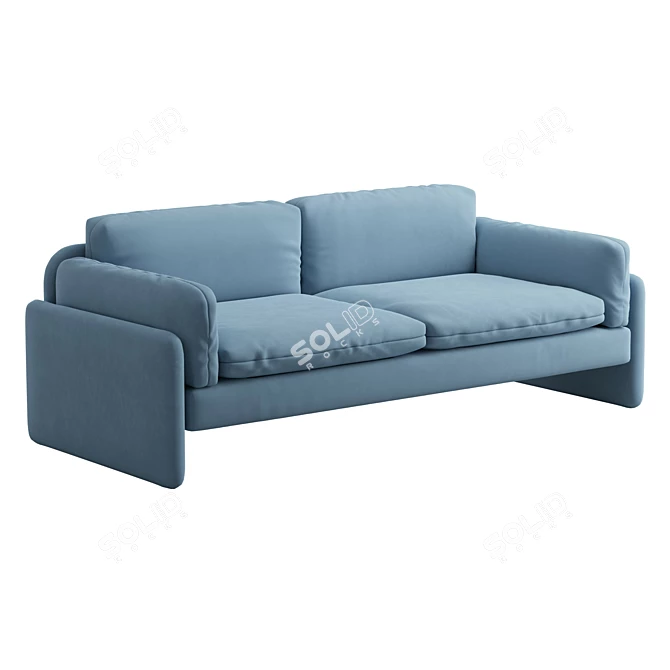 Relaxed Down-Filled Two-Cushion Sofa 3D model image 1