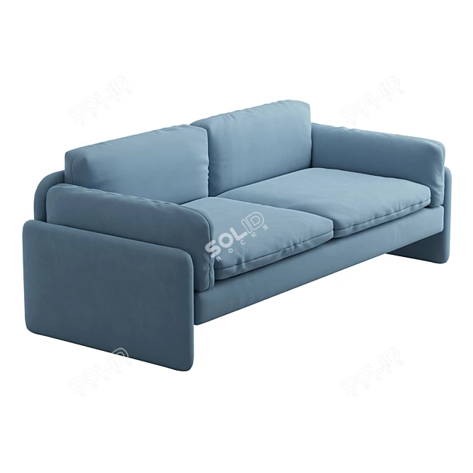 Relaxed Down-Filled Two-Cushion Sofa 3D model image 5