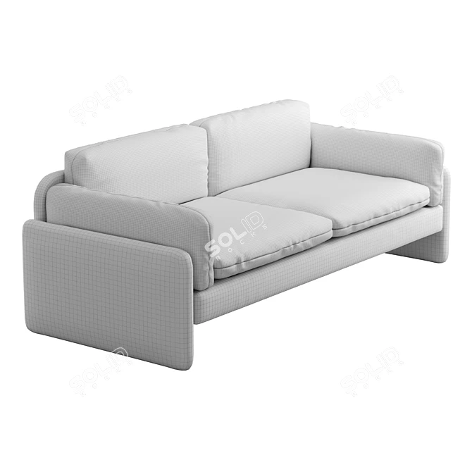 Relaxed Down-Filled Two-Cushion Sofa 3D model image 6