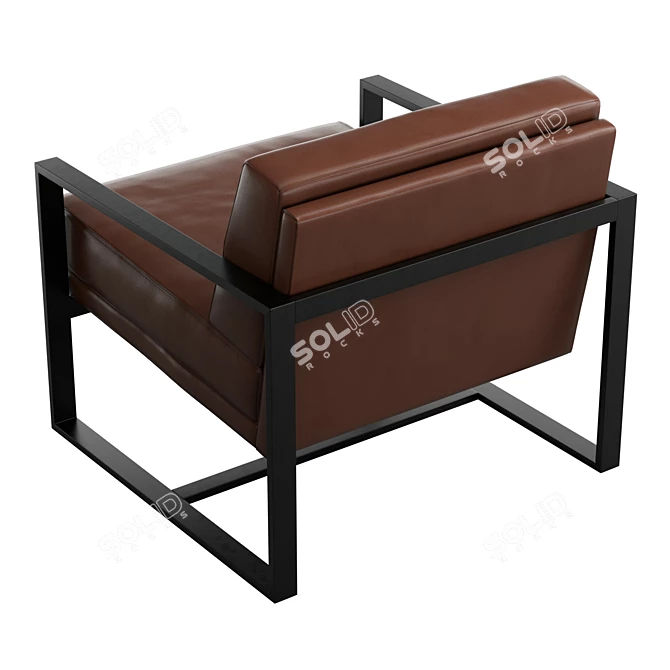 Contemporary Steel Frame Box Chair 3D model image 4