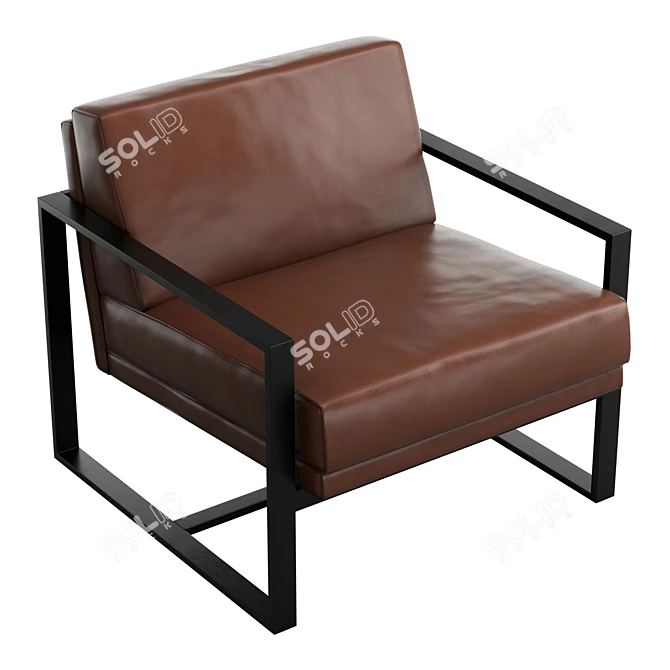 Contemporary Steel Frame Box Chair 3D model image 5