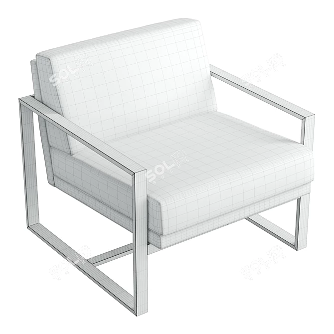 Contemporary Steel Frame Box Chair 3D model image 6