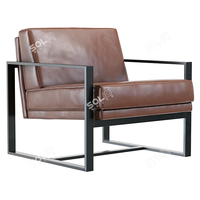 Contemporary Steel Frame Box Chair 3D model image 7