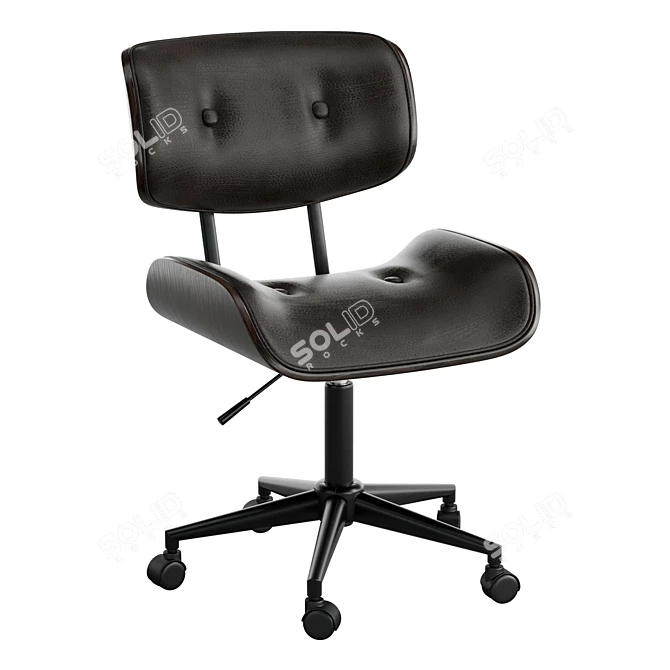 Luxe Adjustable Wood Desk Chair 3D model image 1