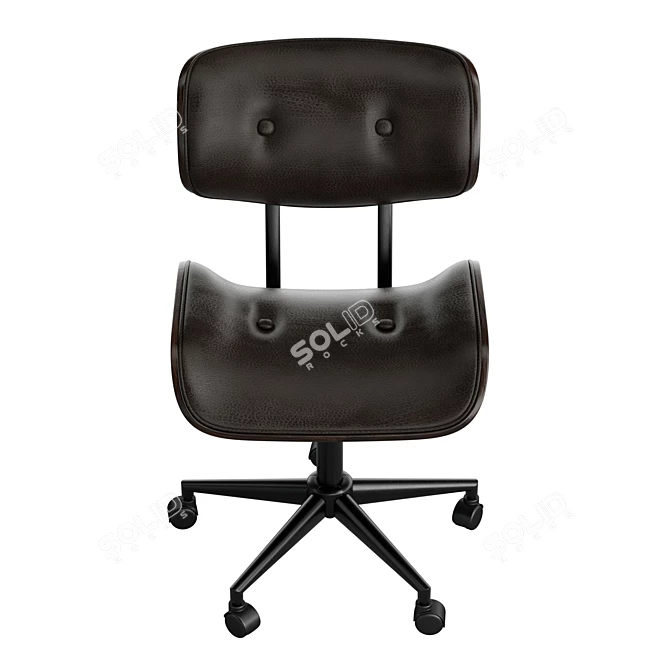 Luxe Adjustable Wood Desk Chair 3D model image 3