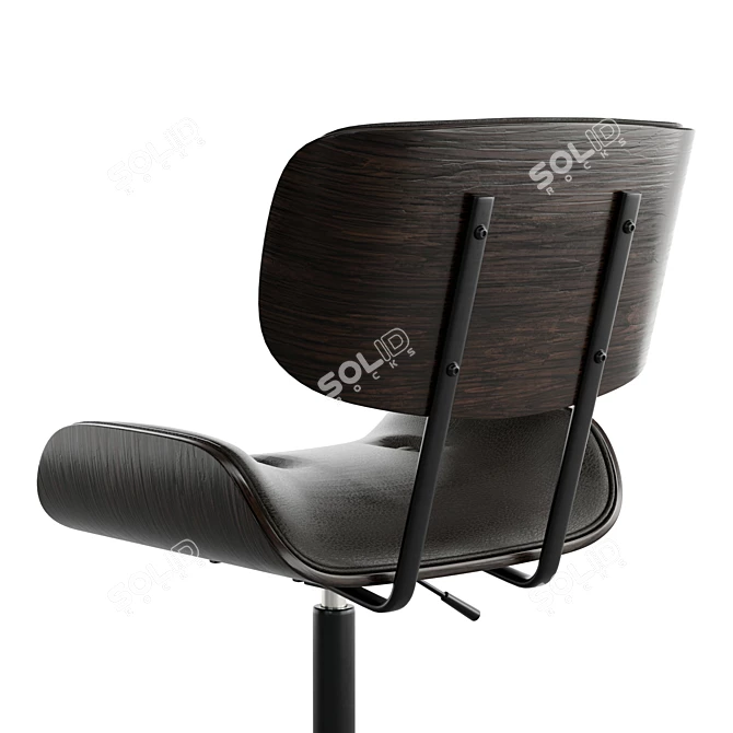 Luxe Adjustable Wood Desk Chair 3D model image 4