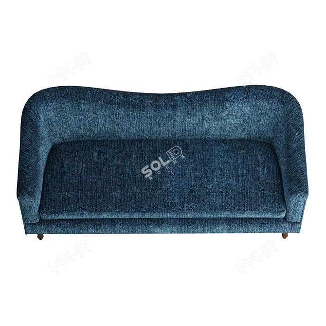 Elegant Camelback Three-Seater Sofa 3D model image 3