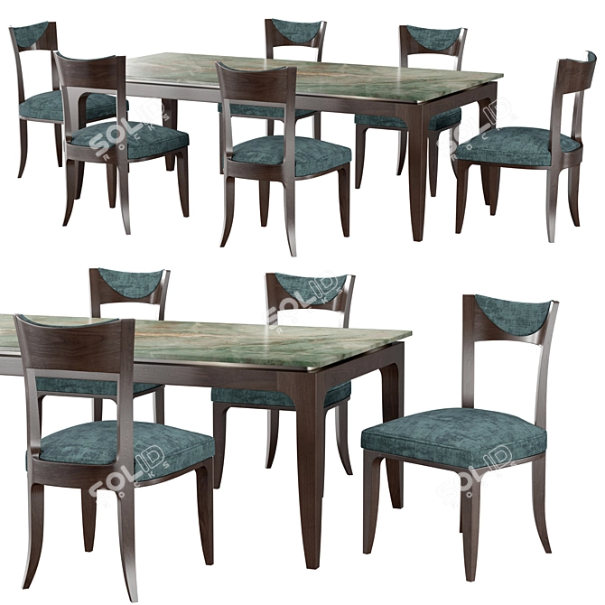 Urban Black Ash Dining Set 3D model image 1