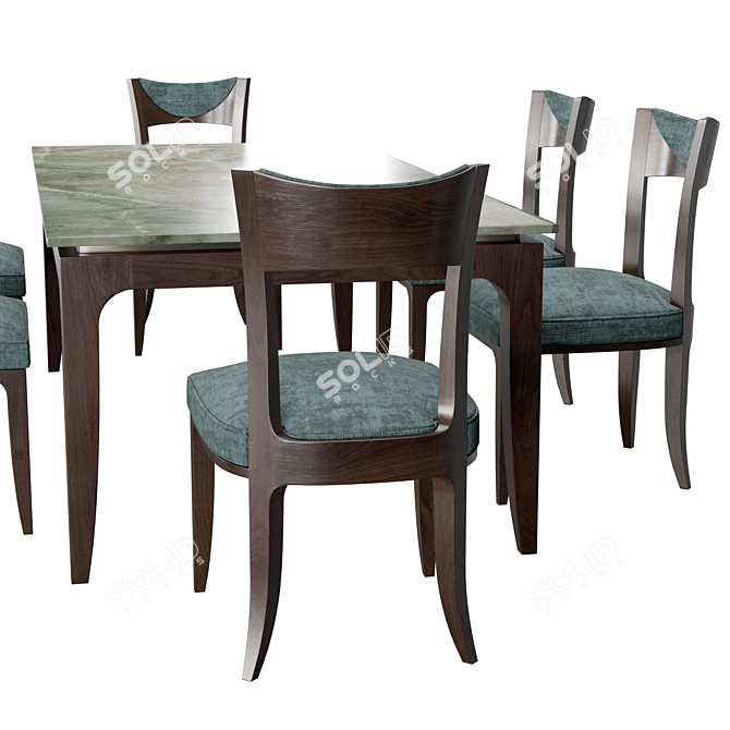 Urban Black Ash Dining Set 3D model image 2