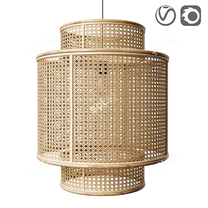 JACK 50cm Round Woven Pendant Light 3D model image 1