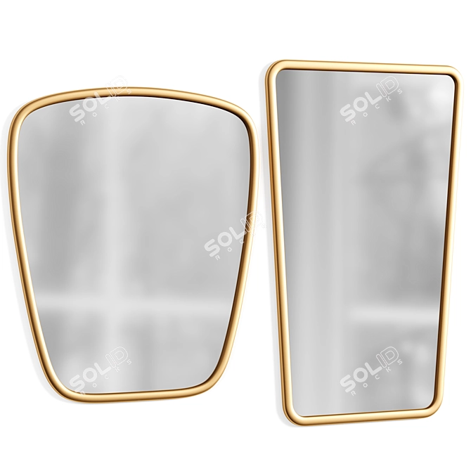 Golden Tapered Wall Mirror 3D model image 1
