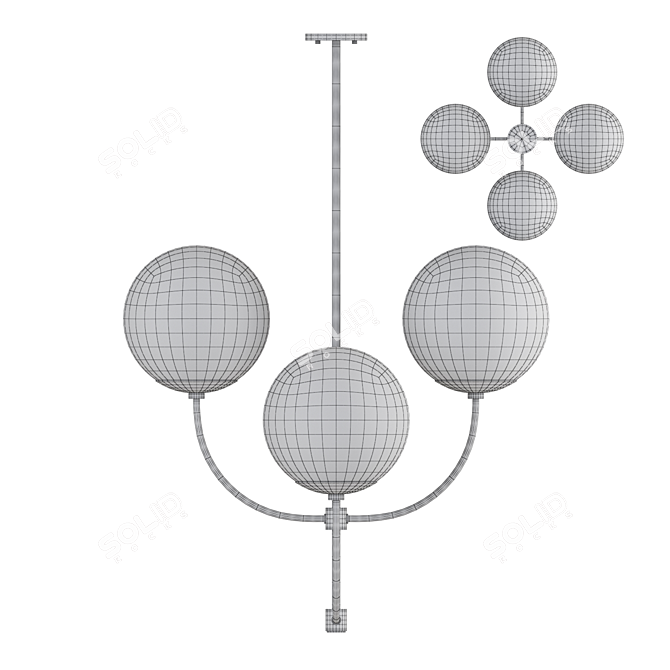 Golden Harvey Pendant Chandelier 3D model image 4